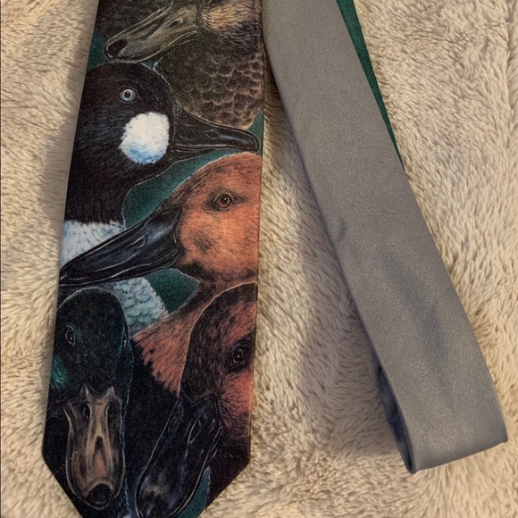 VINTAGE RALPH MARLIN WILD DUCKS NOVELTY MENS TIE - Picture 3 of 4